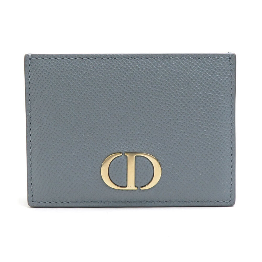 Christian Dior Card Case Wallet Pass Leather Blue Gray